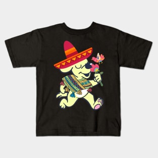 dog Mexican Spaniard flowers Mexico Spain Kids T-Shirt